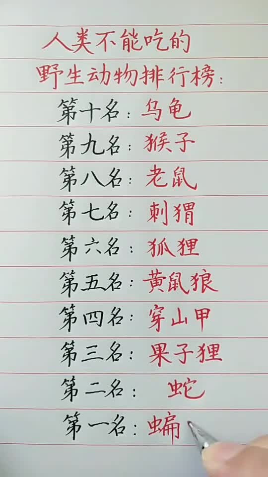 不能吃的野生动物排行榜