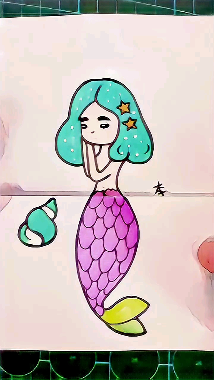 #一键动漫#祝大家年年有鱼,美人鱼简笔画