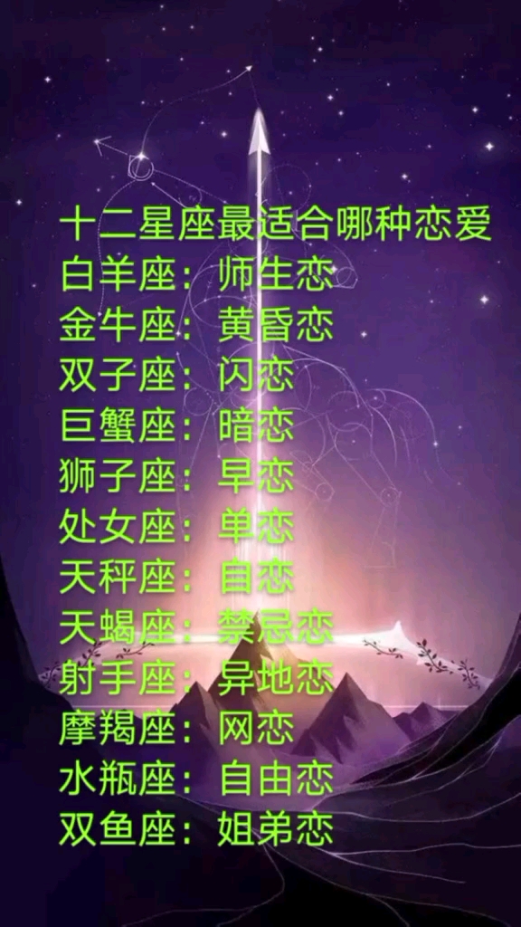 十二星座最适合哪种恋爱