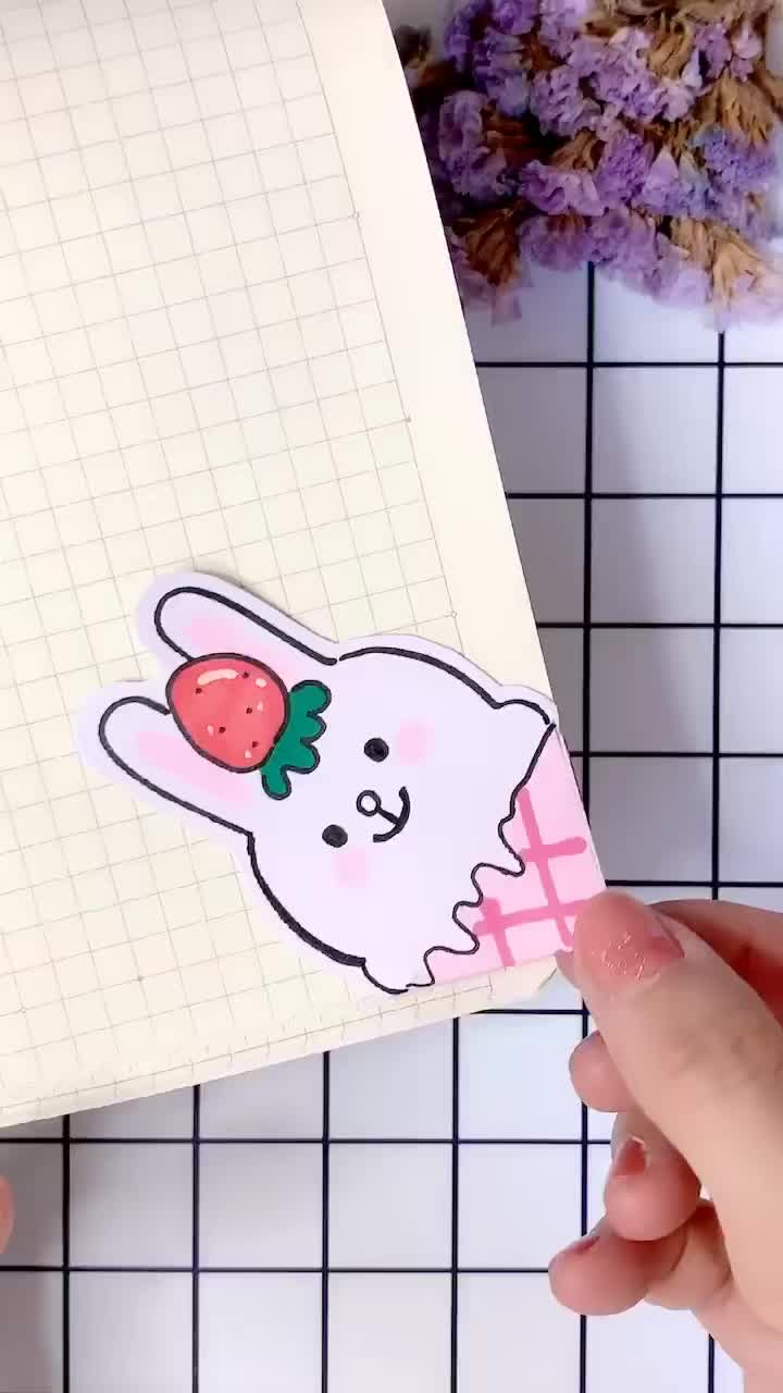 #简笔画#书签【18】冰箱里可以没有菜但不能没有冰淇淋