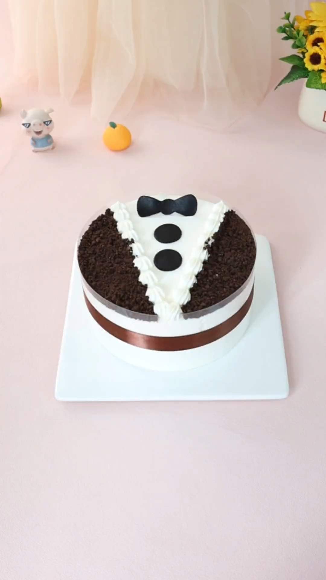 #生日蛋糕#跟我学烘焙 #烘焙人的日常 #蛋糕培训 简约男士款蛋糕
