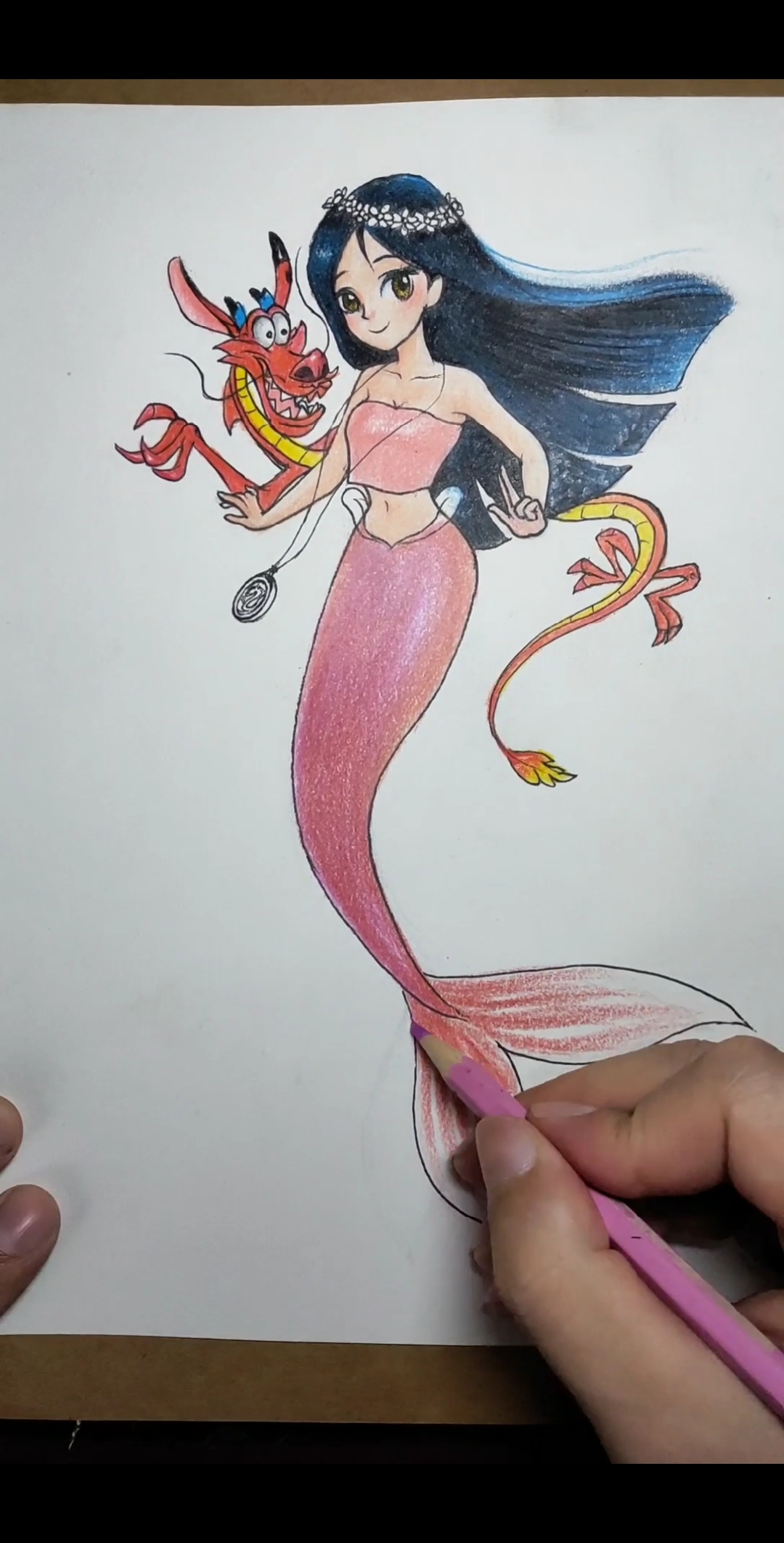 #卡通漫画#迪士尼公主变成美人鱼的样子，最后一位是仙女下凡