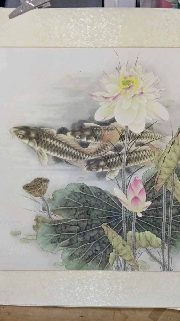 #学画工笔画!#工笔荷花鲤鱼