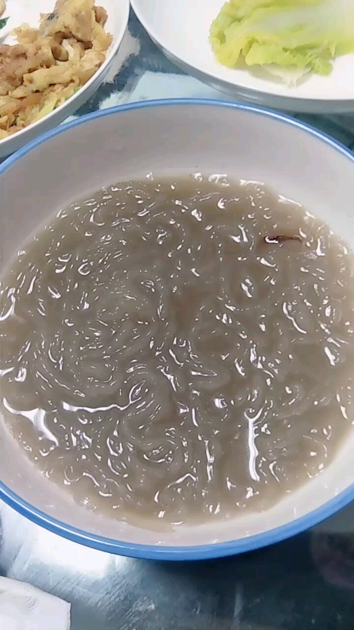 我的晚餐,水煮娃娃菜,水晶粉,明太鱼干,不减肥的,大黄花鱼,炒鸡蛋,炸地瓜炸虾片