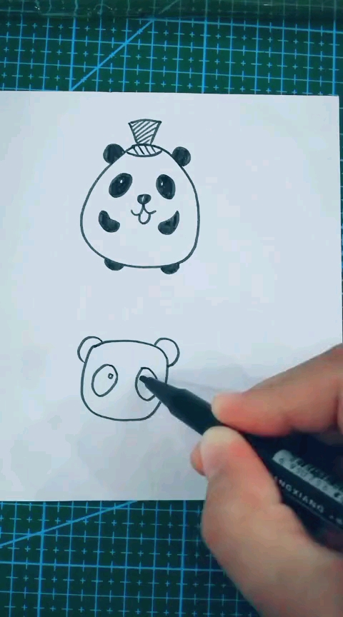 两只熊猫简笔画