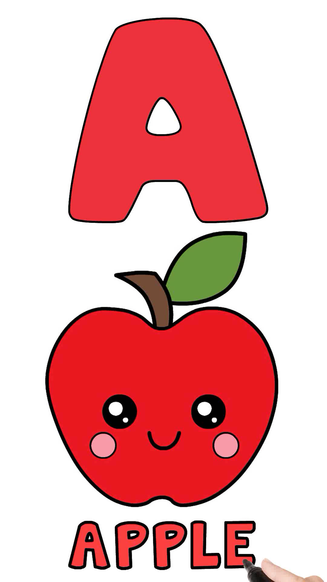 #英语#宝宝学英语字母A可爱小苹果简笔画Apple绘画宝宝学画画 English卡通