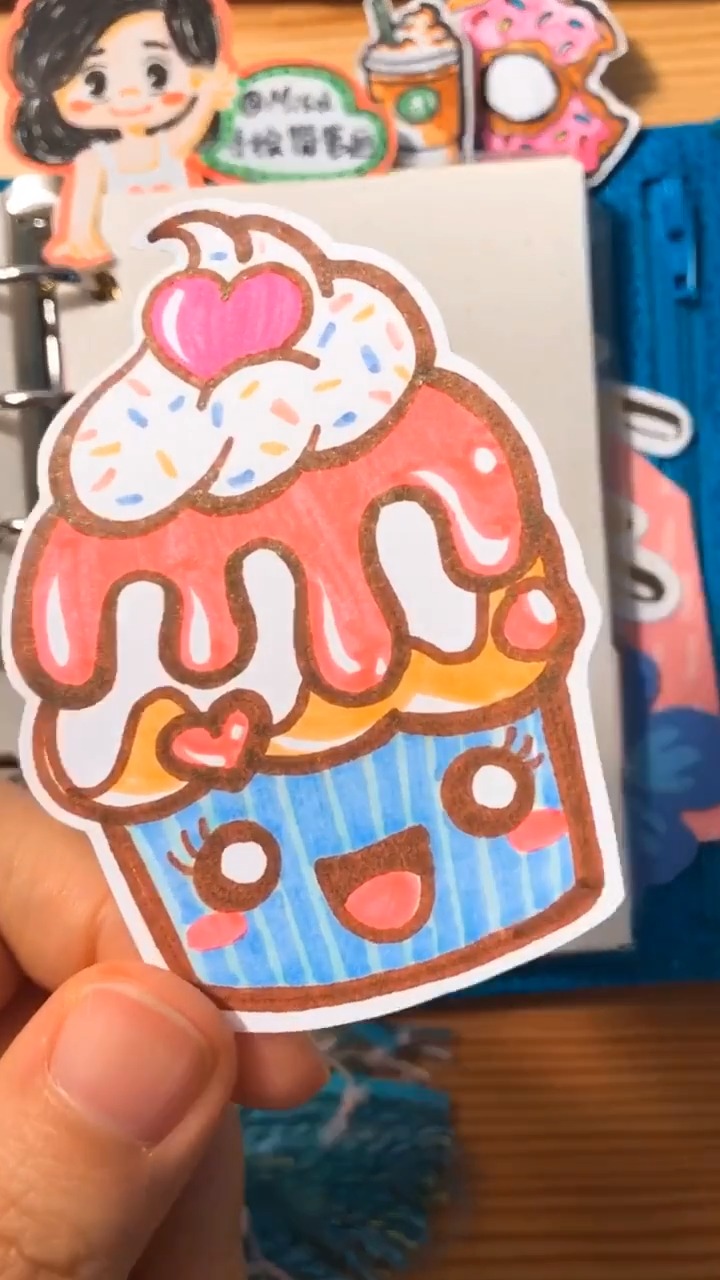 #手绘教程#给你一个萌萌哒纸杯蛋糕,手账手绘素材手绘贴纸手绘卡片