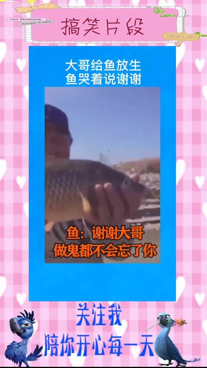 大哥给鱼放生,鱼哭了-小视频,搞笑段子
