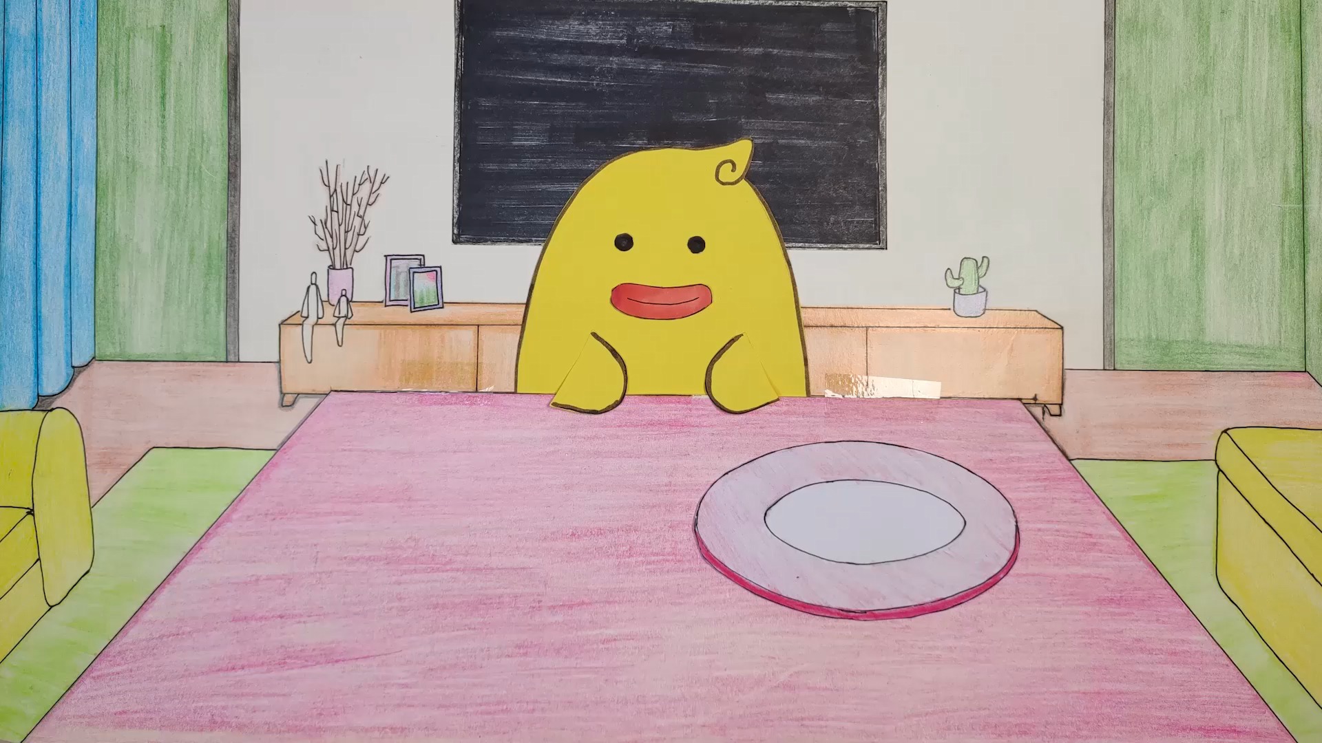 和小蜜鸭一起吃寿司,蘸上芥末这味道真是绝了!手绘定格动画