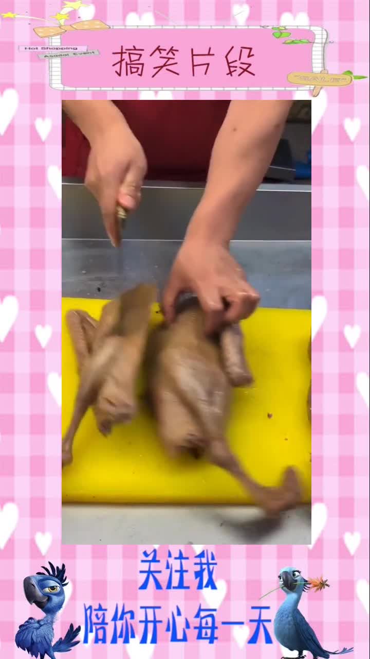 盐水鹅这样切,手法完美漂亮,搞笑视频