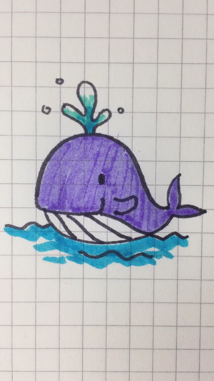 #画画原来如此简单#小鲸鱼简笔画,是不是可萌可萌了