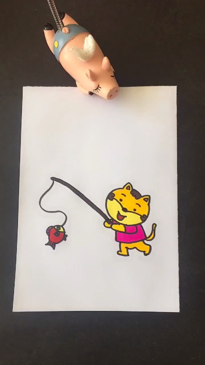 #画画原来如此简单#小猫钓鱼