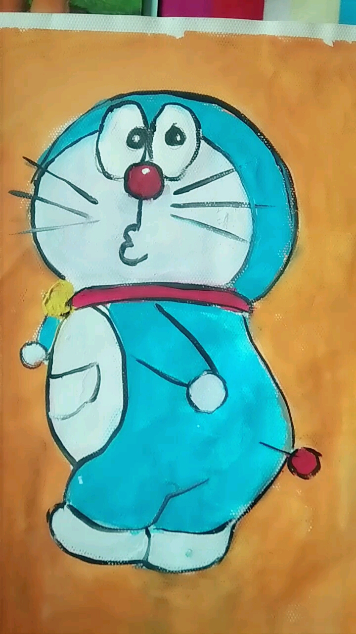 宝贝的作品:水粉画《哆啦A梦》