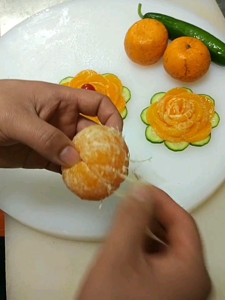 橘子摆花这么弄