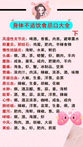 身体不适饮食禁忌大全