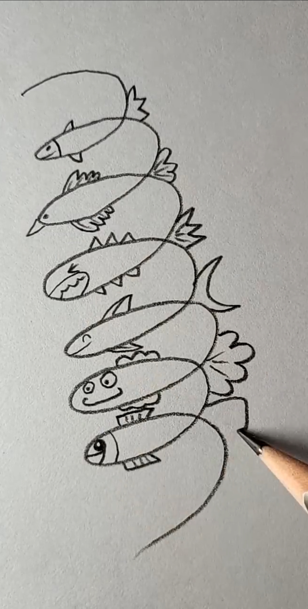 #创意简笔画#用圈圈画出一群鱼,简单一画就会!