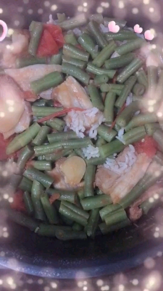 豆角蒸饭。