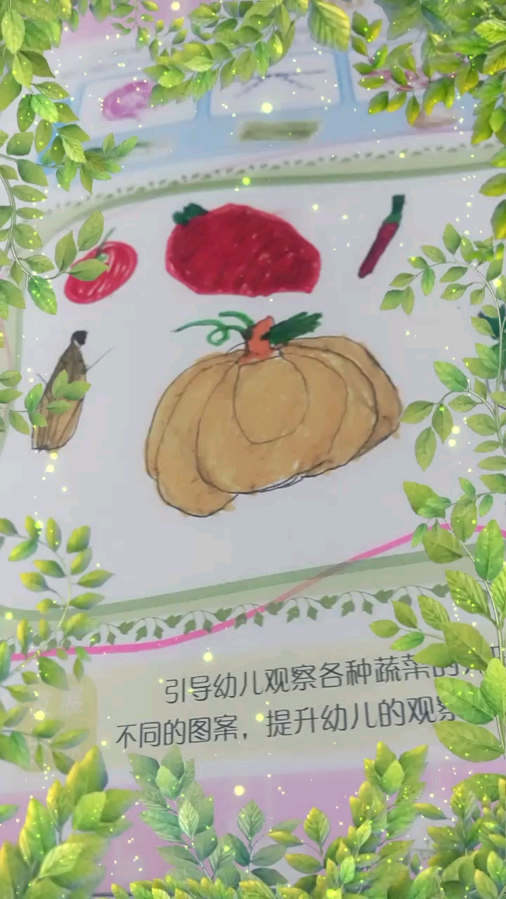 引导幼儿观察各种蔬南不同的图案,提升幼儿的观