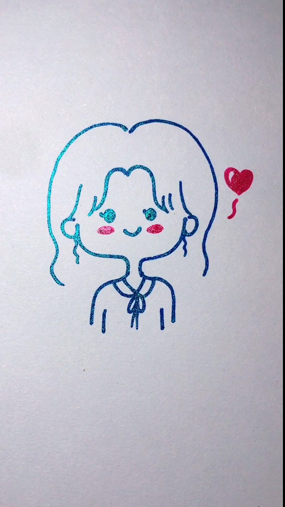 #简笔画#可爱的小姑娘简笔画,女生可以当头像噢～