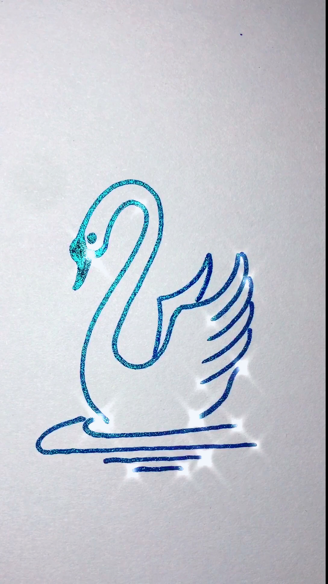 #创意简笔画#用字母S画优雅的白天鹅
