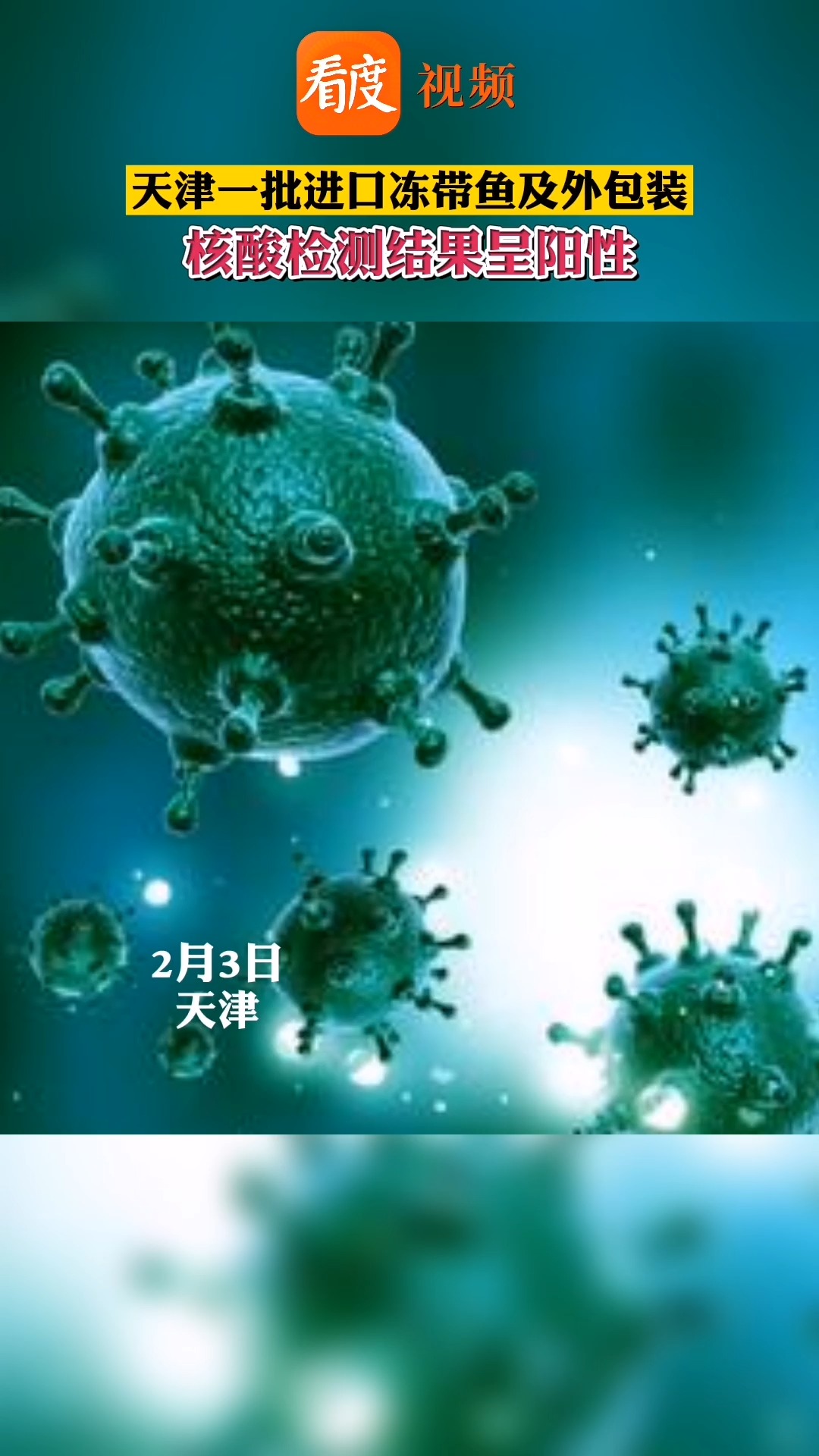 2月3日,#天津一批进口冻带鱼及外包装核酸检测为阳性 相关人员正在核酸检测中