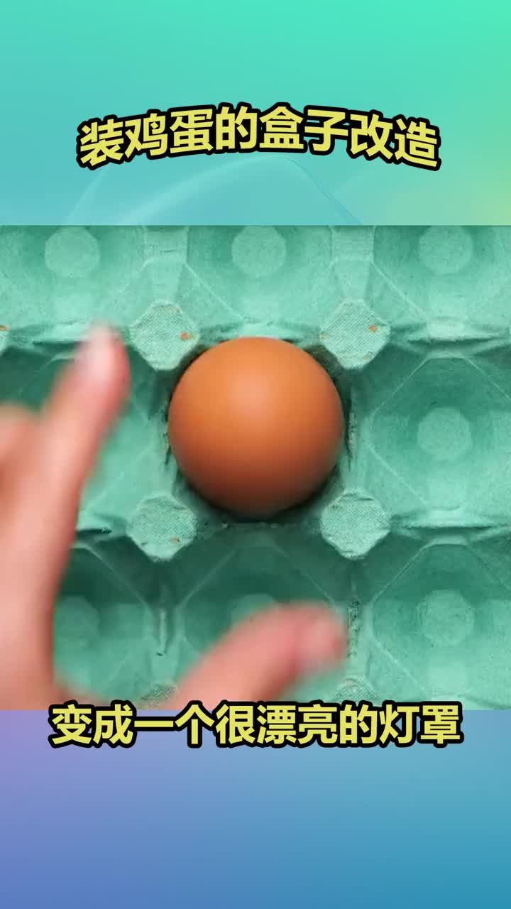 装鸡蛋的盒子大改造,做成了一个非常好看的灯罩