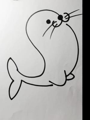 画海豹 画海洋生物#简笔画 #儿童画 一看就会 一画就废系列