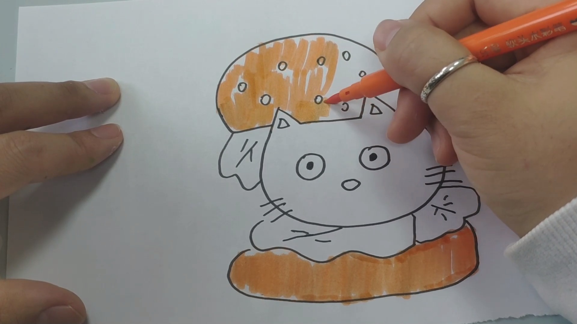 小朋友们好我是小宇,教你们画个小猫汉堡包,看完你学会了吗?