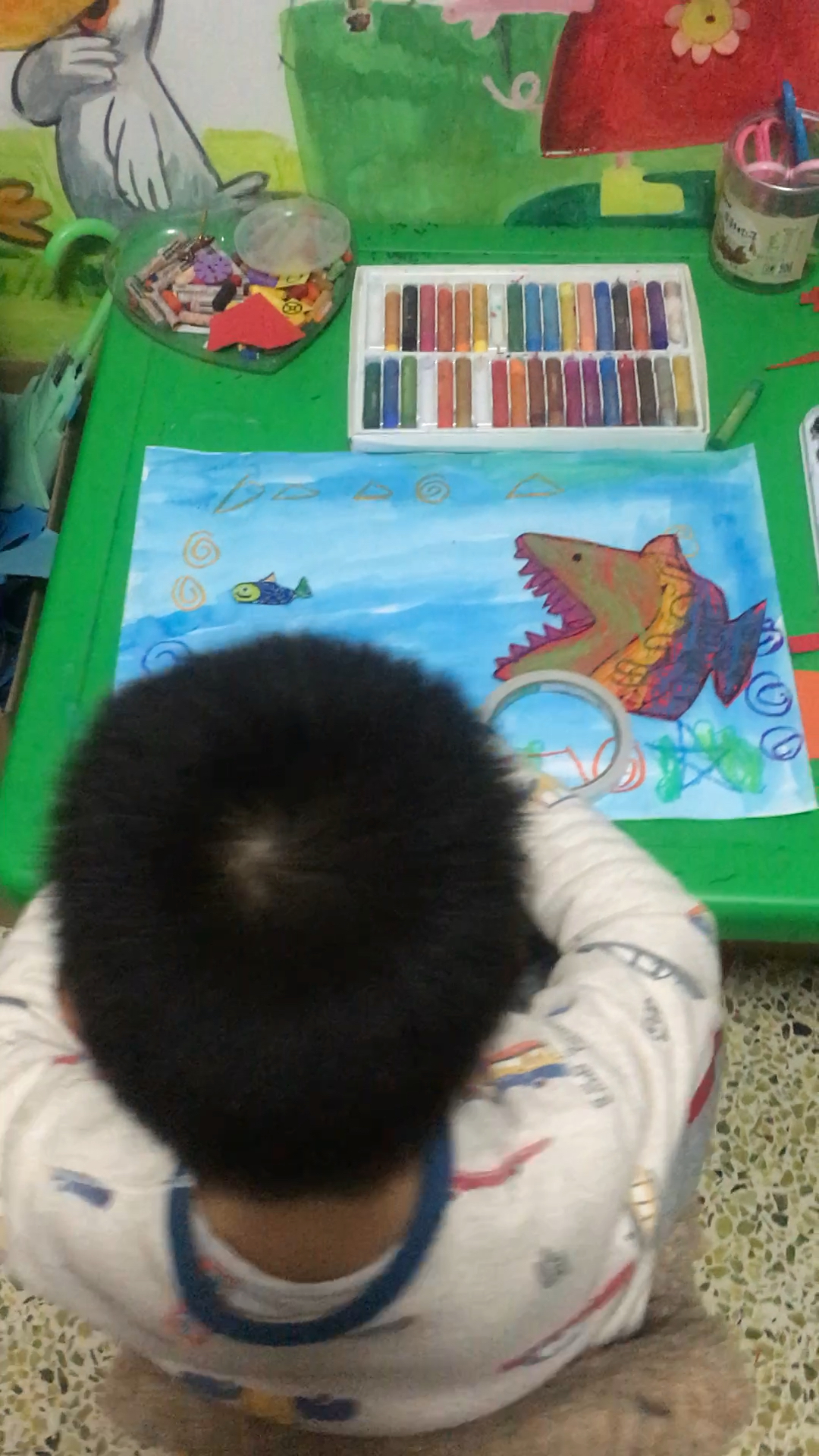 #全民独门绝技咖#【大鱼吃小鱼】儿童绘画