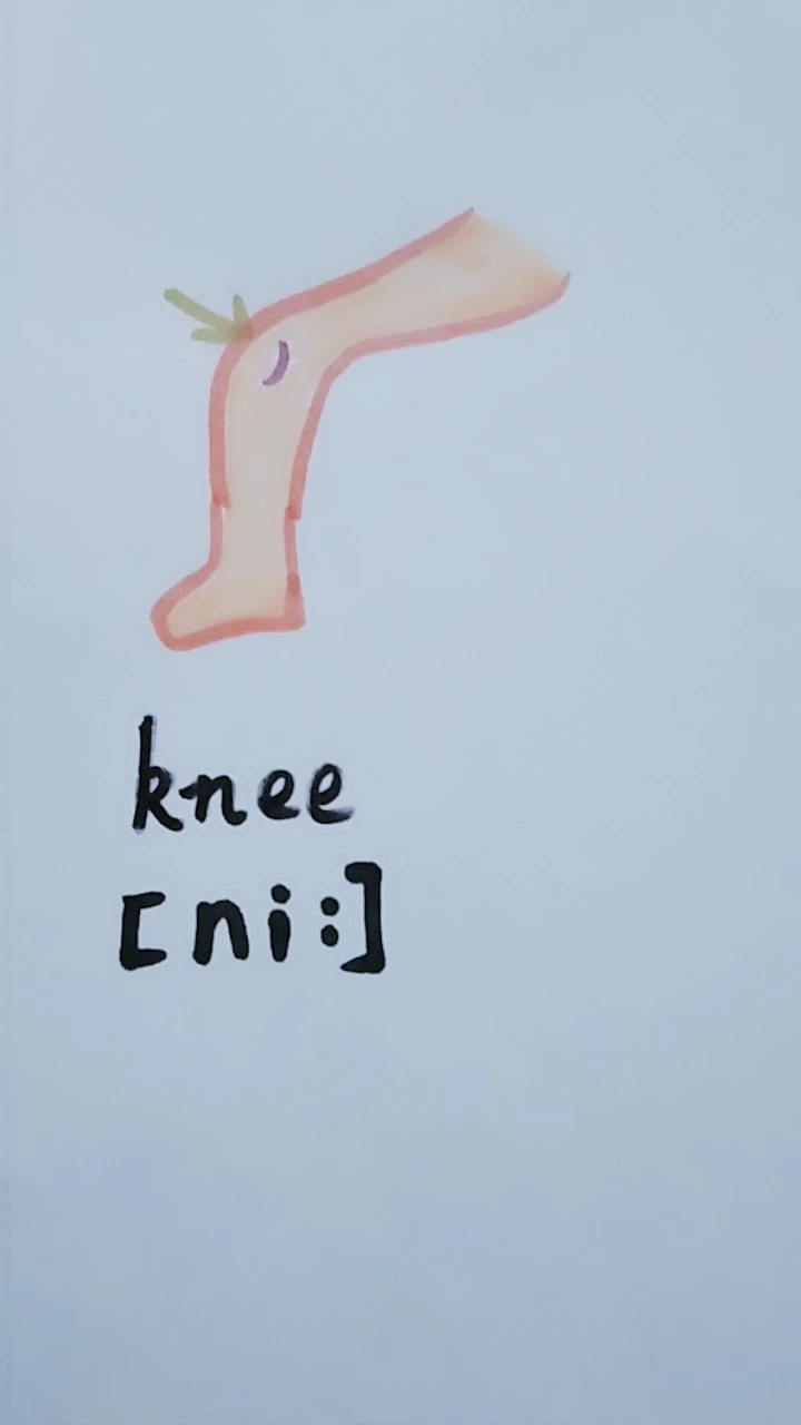 #方言诗朗诵#一年级英语 身体部位简笔画 单词拼读 knee膝盖