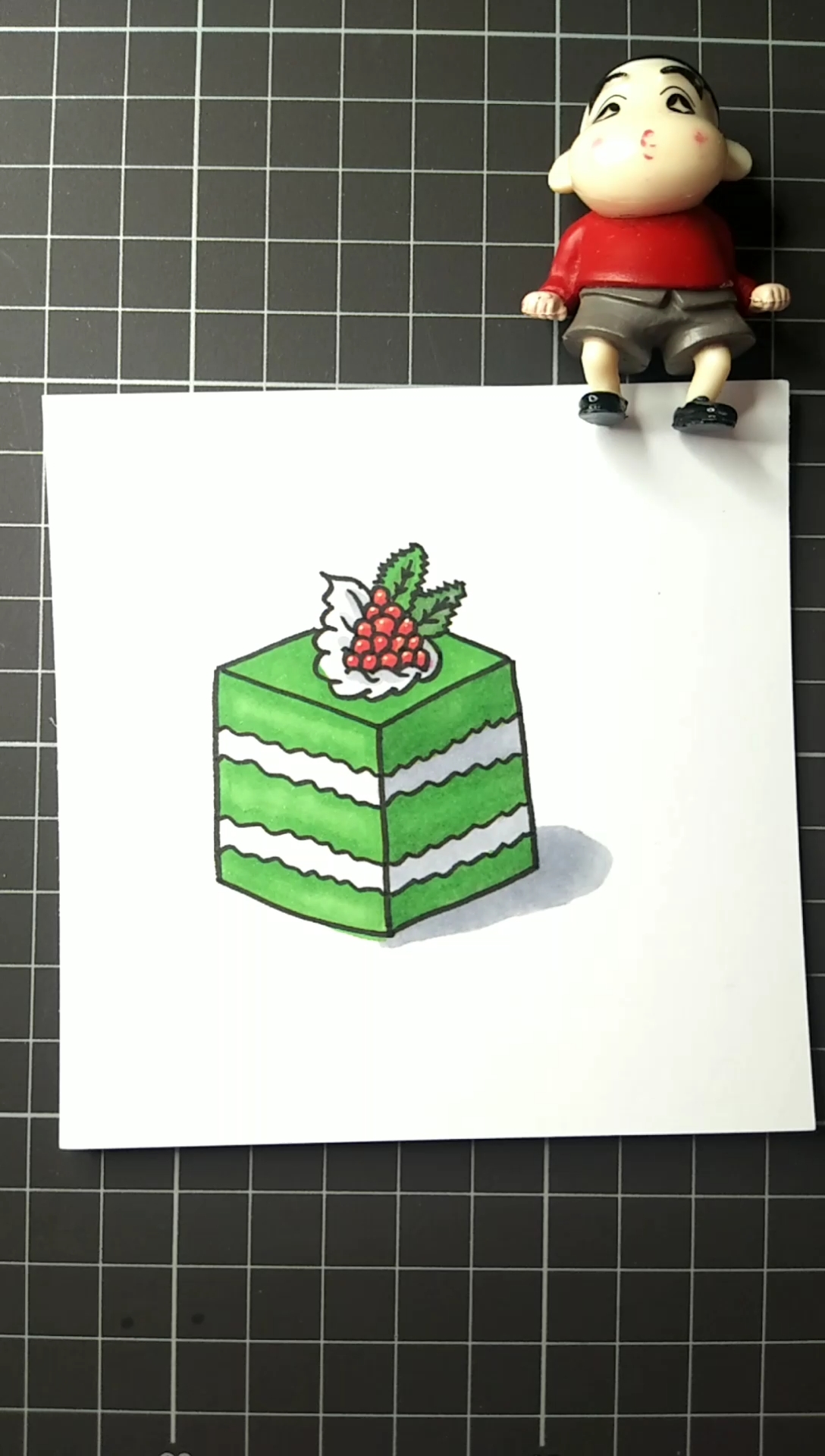 #简笔画#简笔画抹茶蛋糕