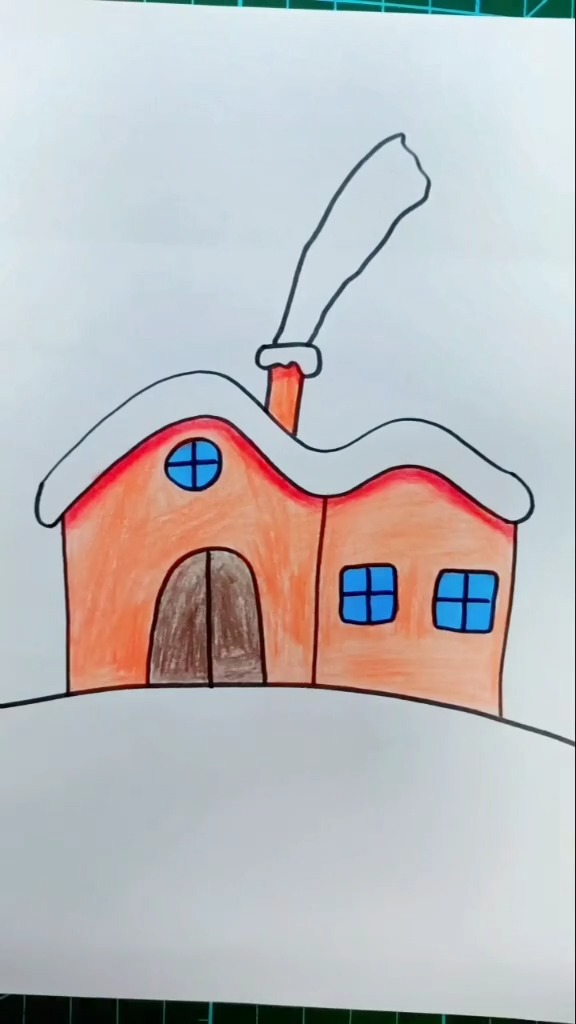 幼儿园简笔画,画一幅冬天的小风景