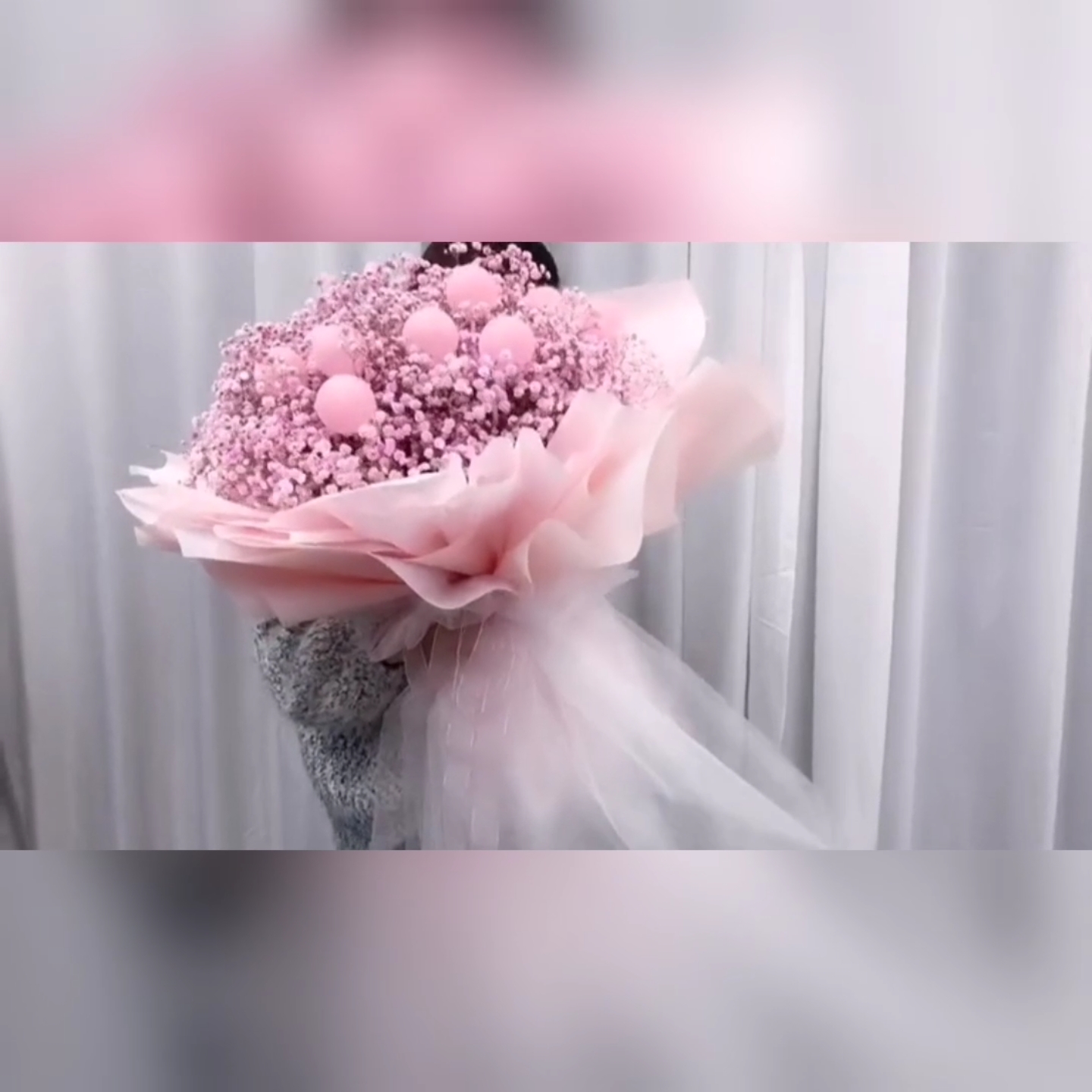 #手工制作#粉色系满天星花束包装教程