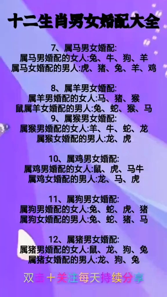 12生肖男女婚配大全