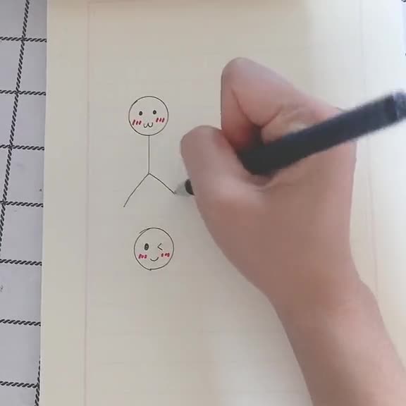 简笔画幼儿园火柴人甜甜的甜甜的火柴人比心超级简单学不会你打我
