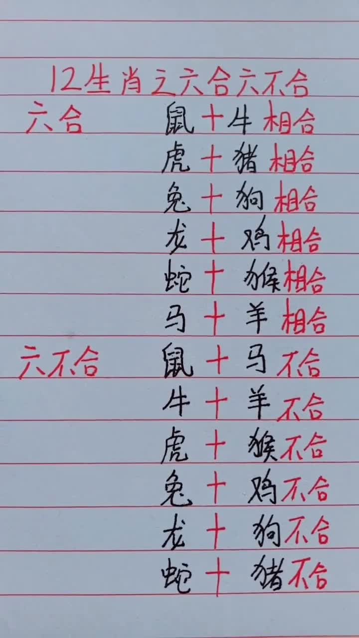 生肖之六合,六不合。