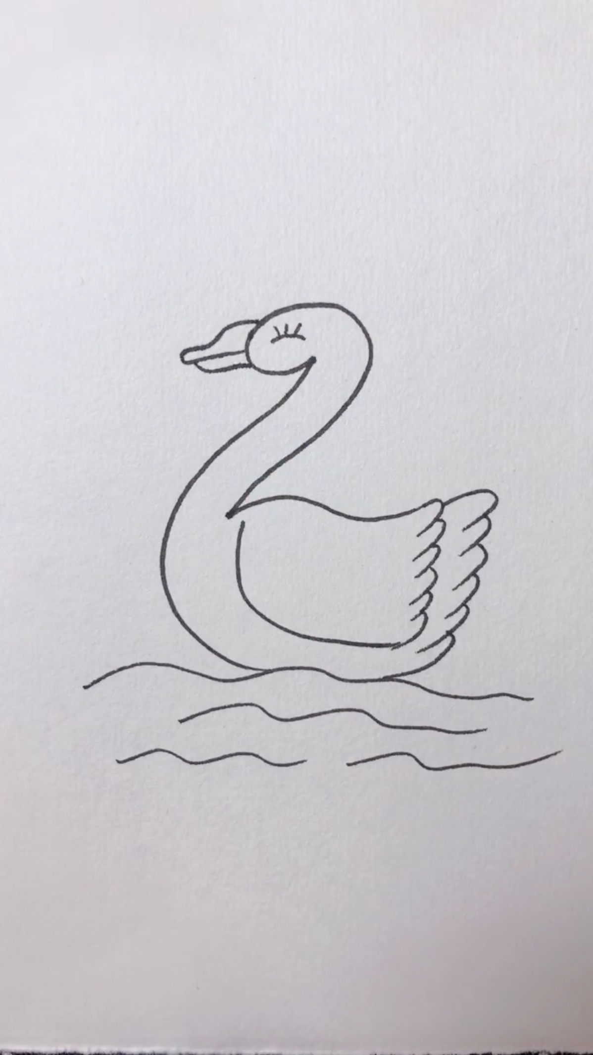 一只正在游泳的鸭妈妈,画好以后给鸭妈妈画上几只可爱的鸭宝宝吧