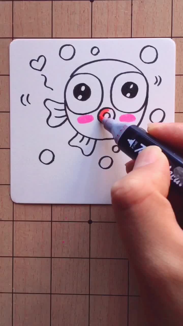 简笔画爱吐泡泡的小鱼儿,