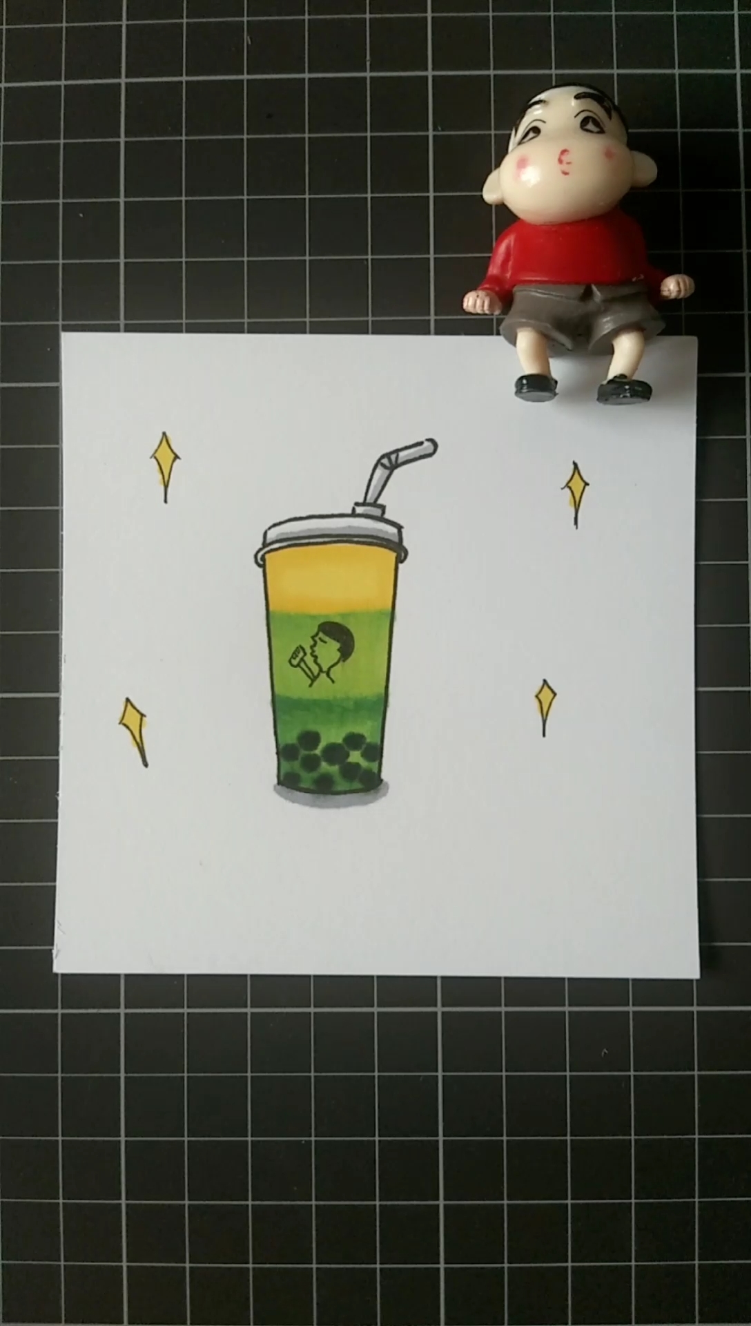 #简笔画#简笔画抹茶味奶茶
