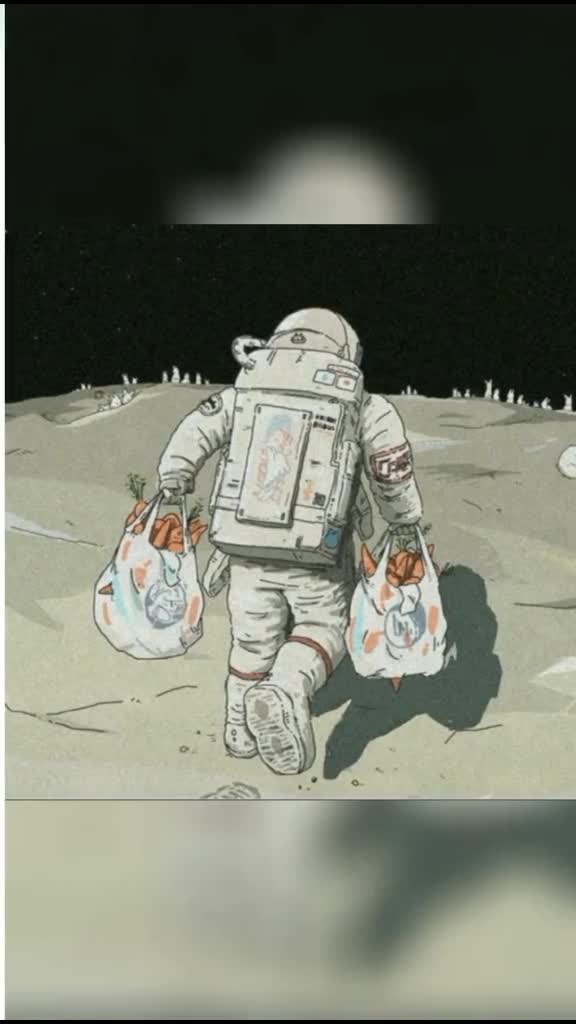 宇航员送萝卜给兔子们,太可爱了趴(画师Mina,Kawai)情侣头像,可爱情侣头像