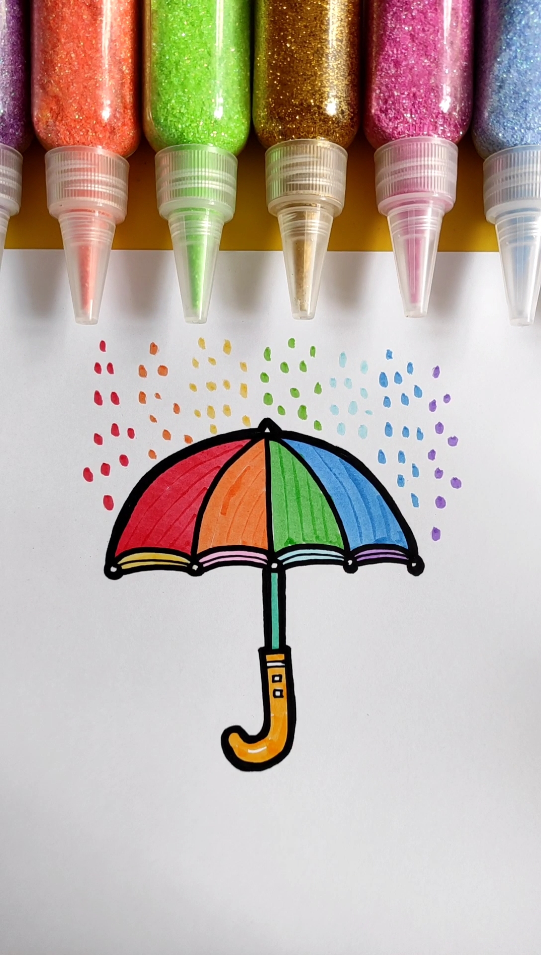 #简笔画#简笔画彩色雨伞