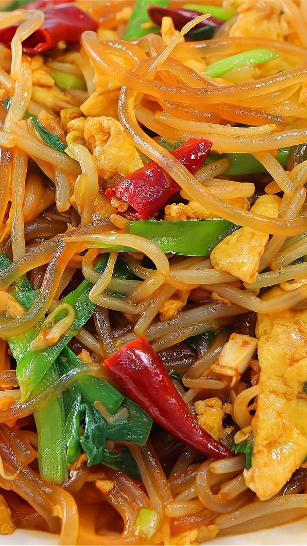 #美食教程#好吃不贵的鸡蛋炒粉条,鲜香味美,不坨不粘锅,营养好吃下酒下饭