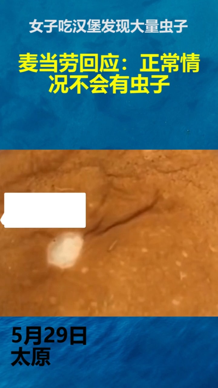 #社会新闻#女子吃汉堡发现大量虫子,麦当劳回应:正常情况不会有虫子
