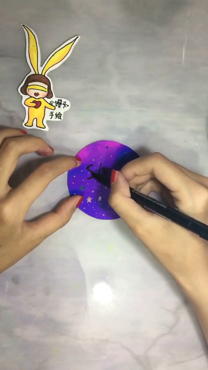 #手绘#星空系列，不会晕染也可以画出星空！
