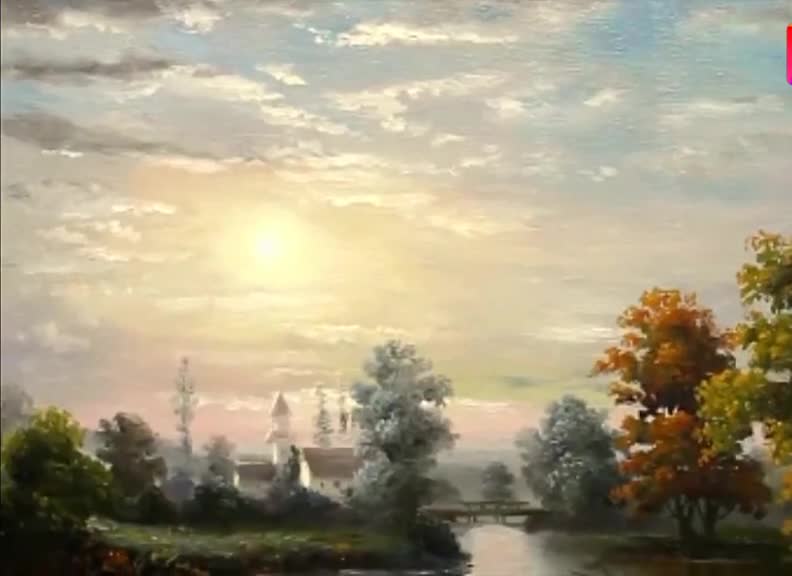 这画画技术厉害,画风景画栩栩如生,很有意境,真想拜师学艺