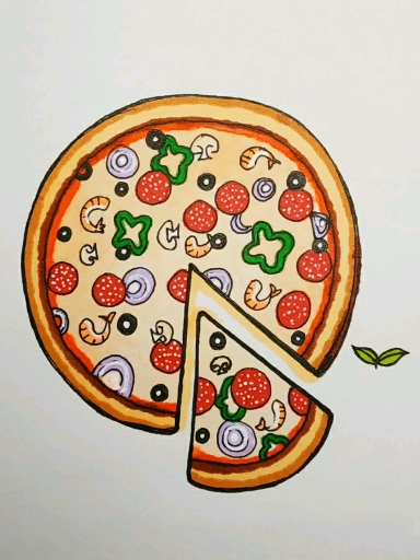 #简笔画#来个披萨