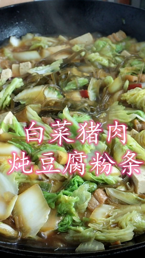 白菜猪肉炖粉条豆腐,教你正确做法,一次炖一锅不够吃,真香