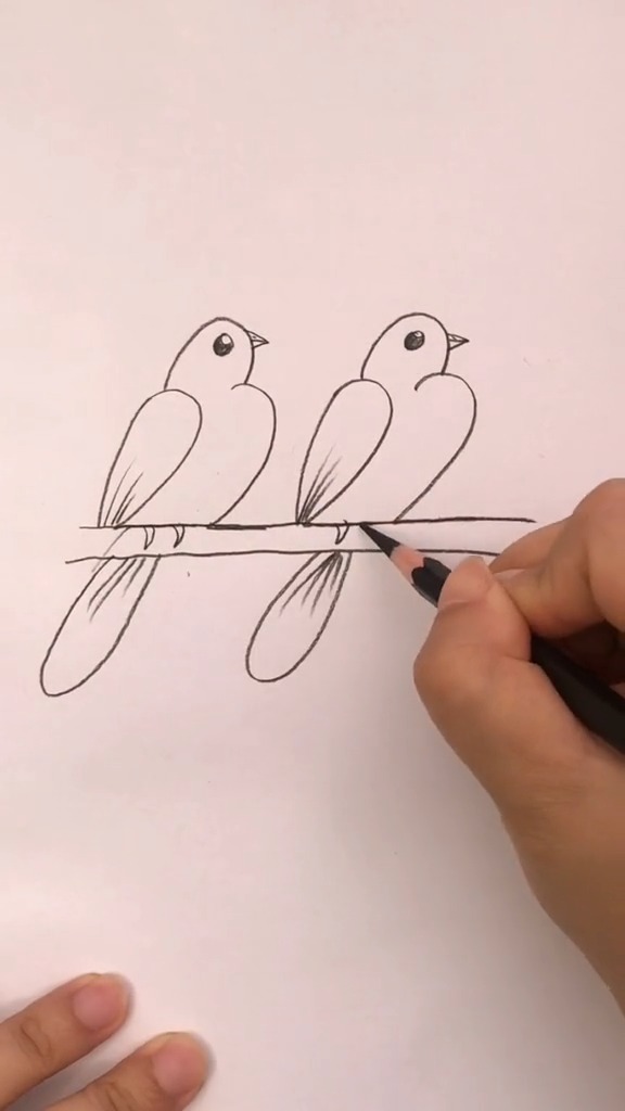 儿童简笔画 4个2能画出一对正在谈恋爱的小鸟
