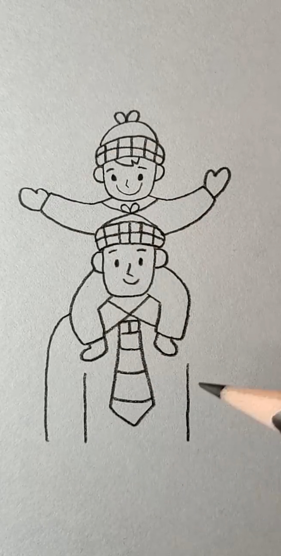 #简笔画#画骑脖马的父子,简单吗?