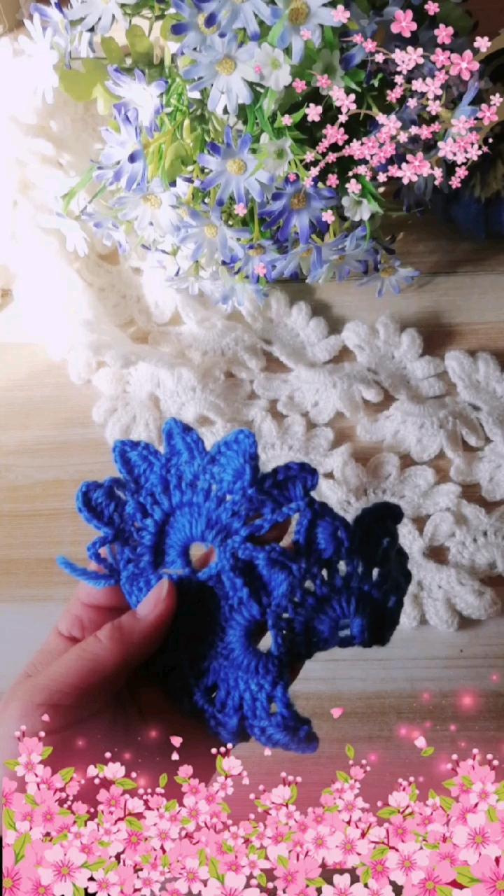 #传艺计划#鸡冠花围巾教程15